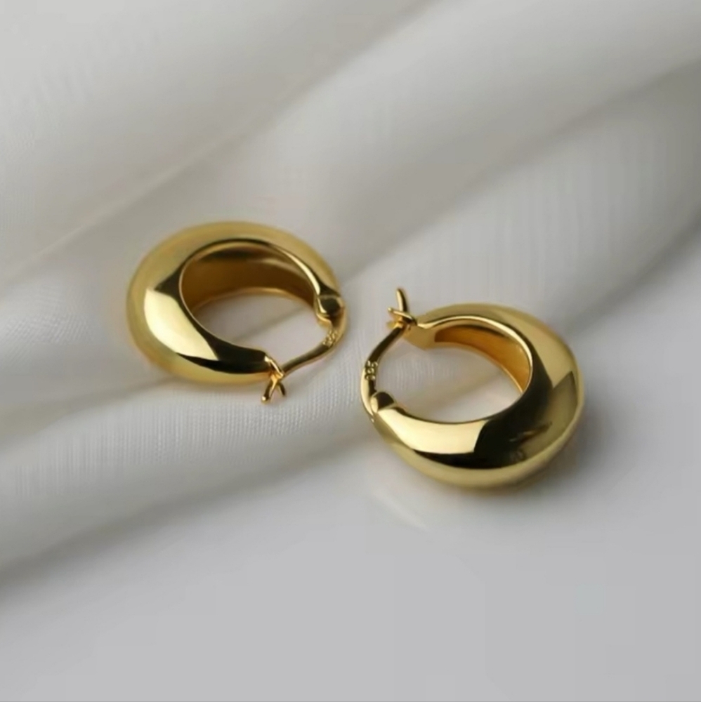 Gold Tone Beautiful Dainty Hoops, Classic For Everyday